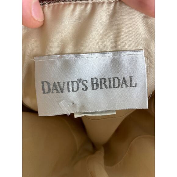 David’s Bridal Black Beaded Sheer Lace Strapless Formal Mini Dress Size 10 - Picture 4 of 7